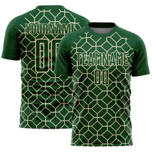 Load image into Gallery viewer, Custom Green City Cream Geometric Shapes Sublimation Soccer Uniform Jersey