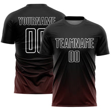 Load image into Gallery viewer, Custom Black Red-White Geometric Lines Sublimation Soccer Uniform Jersey