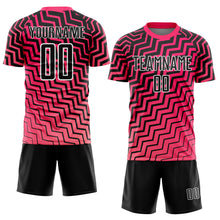 Charger l'image dans la galerie, Custom Pink Black-White Geometric Lines Sublimation Soccer Uniform Jersey