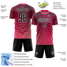 Charger l'image dans la galerie, Custom Pink Black-White Geometric Lines Sublimation Soccer Uniform Jersey