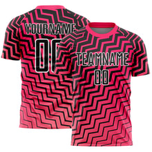 Charger l'image dans la galerie, Custom Pink Black-White Geometric Lines Sublimation Soccer Uniform Jersey