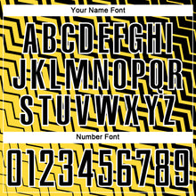 Load image into Gallery viewer, Custom Yellow Black-White Geometric Lines Sublimation Soccer Uniform Jersey