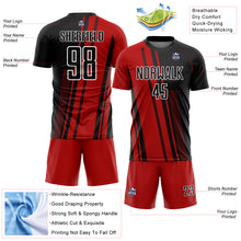 Load image into Gallery viewer, Custom Red Black-White Lines Sublimation Soccer Uniform Jersey