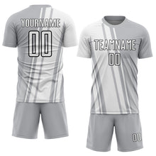 Laden Sie das Bild in den Galerie-Viewer, Custom Gray White-Black Lines Sublimation Soccer Uniform Jersey