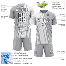 Laden Sie das Bild in den Galerie-Viewer, Custom Gray White-Black Lines Sublimation Soccer Uniform Jersey