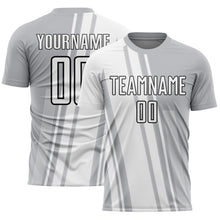 Laden Sie das Bild in den Galerie-Viewer, Custom Gray White-Black Lines Sublimation Soccer Uniform Jersey