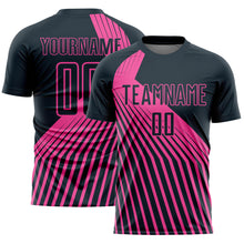 Load image into Gallery viewer, Custom Navy Pink Lines Sublimation Soccer Uniform Jersey