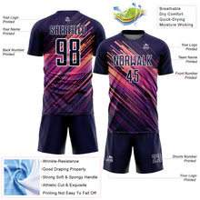 Load image into Gallery viewer, Custom Navy White Lines Sublimation Soccer Uniform Jersey