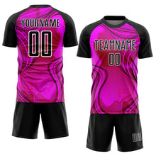 Charger l'image dans la galerie, Custom Hot Pink Black-White Waves Sublimation Soccer Uniform Jersey
