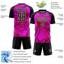 Charger l'image dans la galerie, Custom Hot Pink Black-White Waves Sublimation Soccer Uniform Jersey