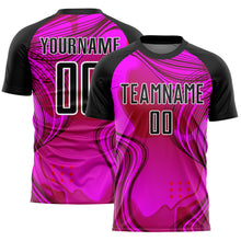 Charger l'image dans la galerie, Custom Hot Pink Black-White Waves Sublimation Soccer Uniform Jersey