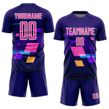 Load image into Gallery viewer, Custom Dark Purple Pink-White Geometric Shapes Sublimation Soccer Uniform Jersey