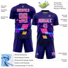 Load image into Gallery viewer, Custom Dark Purple Pink-White Geometric Shapes Sublimation Soccer Uniform Jersey