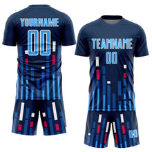Charger l'image dans la galerie, Custom US Navy Blue Sky Blue-White Lines Sublimation Soccer Uniform Jersey