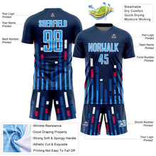 Charger l'image dans la galerie, Custom US Navy Blue Sky Blue-White Lines Sublimation Soccer Uniform Jersey