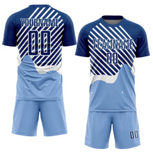 Charger l'image dans la galerie, Custom Light Blue Royal-White Lines Sublimation Soccer Uniform Jersey