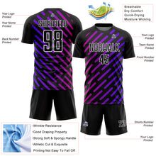 Загрузить изображение в средство просмотра галереи, Custom Black Purple-Pink Lines Sublimation Soccer Uniform Jersey