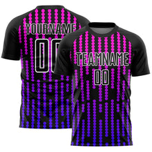 Load image into Gallery viewer, Custom Black Purple-Pink Lines Sublimation Soccer Uniform Jersey