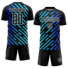 Charger l'image dans la galerie, Custom Black Sky Blue-Royal Lines Sublimation Soccer Uniform Jersey