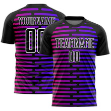 Load image into Gallery viewer, Custom Black Purple-Pink Lines Sublimation Soccer Uniform Jersey