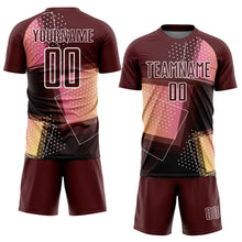 Загрузить изображение в средство просмотра галереи, Custom Crimson White Geometric Shapes Sublimation Soccer Uniform Jersey