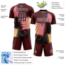 Загрузить изображение в средство просмотра галереи, Custom Crimson White Geometric Shapes Sublimation Soccer Uniform Jersey