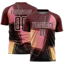 Загрузить изображение в средство просмотра галереи, Custom Crimson White Geometric Shapes Sublimation Soccer Uniform Jersey