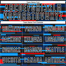 Load image into Gallery viewer, Custom Black Sky Blue-White Lines Sublimation Soccer Uniform Jersey