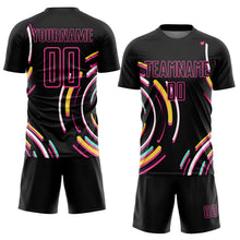 Laden Sie das Bild in den Galerie-Viewer, Custom Black Pink Lines Sublimation Soccer Uniform Jersey