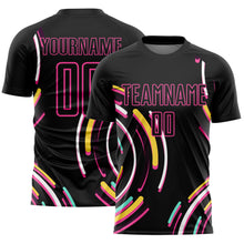 Laden Sie das Bild in den Galerie-Viewer, Custom Black Pink Lines Sublimation Soccer Uniform Jersey