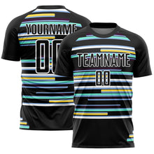 Laden Sie das Bild in den Galerie-Viewer, Custom Black White Lines Sublimation Soccer Uniform Jersey