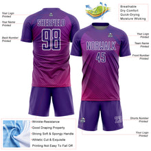 Load image into Gallery viewer, Custom Purple White Lines Sublimation Soccer Uniform Jersey