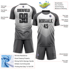 Laden Sie das Bild in den Galerie-Viewer, Custom Gray White-Black Lines Sublimation Soccer Uniform Jersey