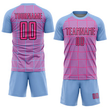 Load image into Gallery viewer, Custom Light Blue Pink-Black Lines Sublimation Soccer Uniform Jersey