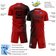 Load image into Gallery viewer, Custom Red Black Lines Sublimation Soccer Uniform Jersey