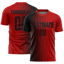 Load image into Gallery viewer, Custom Red Black Lines Sublimation Soccer Uniform Jersey