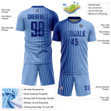 Charger l'image dans la galerie, Custom Light Blue Royal Lines Sublimation Soccer Uniform Jersey