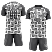 Load image into Gallery viewer, Custom Steel Gray White Lines Sublimation Soccer Uniform Jersey