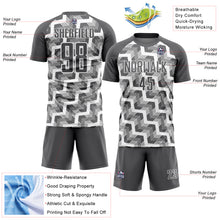 Load image into Gallery viewer, Custom Steel Gray White Lines Sublimation Soccer Uniform Jersey