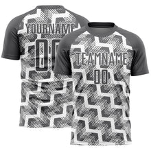Load image into Gallery viewer, Custom Steel Gray White Lines Sublimation Soccer Uniform Jersey