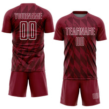 Загрузить изображение в средство просмотра галереи, Custom Crimson White Geometric Shapes Sublimation Soccer Uniform Jersey