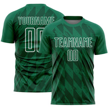 Загрузить изображение в средство просмотра галереи, Custom Kelly Green White Geometric Shapes Sublimation Soccer Uniform Jersey