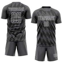 Load image into Gallery viewer, Custom Steel Gray White Geometric Shapes Sublimation Soccer Uniform Jersey