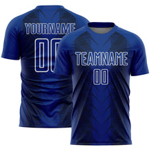 Charger l'image dans la galerie, Custom US Navy Blue Black-White Lines Sublimation Soccer Uniform Jersey