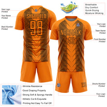 Load image into Gallery viewer, Custom Bay Orange Black Lines Sublimation Soccer Uniform Jersey
