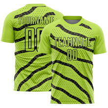 Загрузить изображение в средство просмотра галереи, Custom Neon Green Black Lines And Dots Sublimation Soccer Uniform Jersey