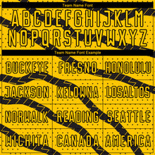 Laden Sie das Bild in den Galerie-Viewer, Custom Yellow Black Lines And Dots Sublimation Soccer Uniform Jersey