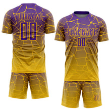 Загрузить изображение в средство просмотра галереи, Custom Gold Purple Lines Sublimation Soccer Uniform Jersey