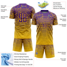 Загрузить изображение в средство просмотра галереи, Custom Gold Purple Lines Sublimation Soccer Uniform Jersey