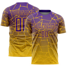 Загрузить изображение в средство просмотра галереи, Custom Gold Purple Lines Sublimation Soccer Uniform Jersey